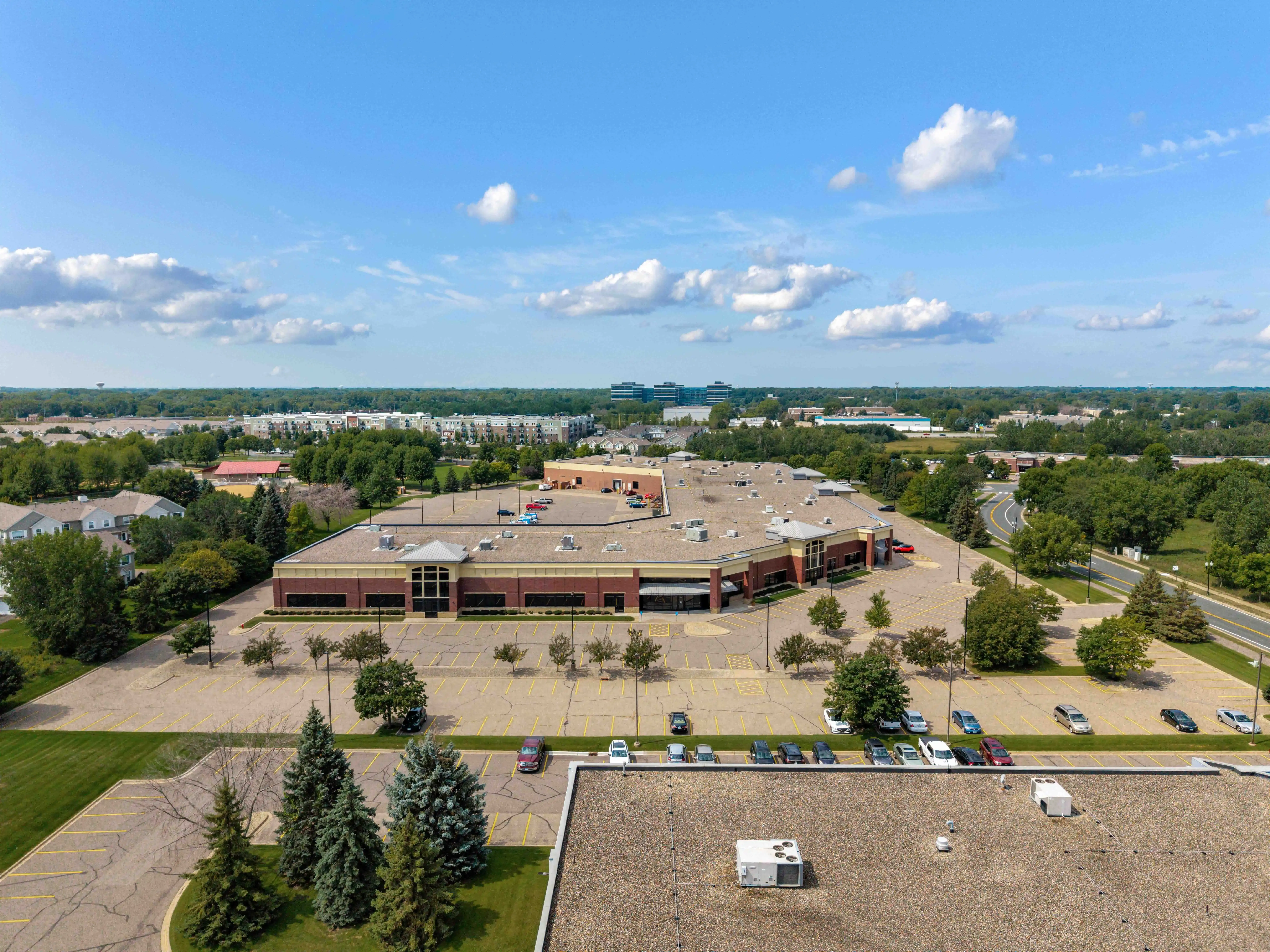 Daytime aerial view of the property at Rice Creek Business Center I in Shoreview, Minnesota